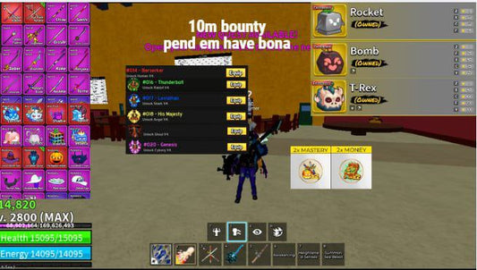 [GOD-TIER] Blox Fruits MAX 2800 | PERMANENT T-REX | 10M Bounty | Shark, Angel & Cyborg V4 Unlocked
